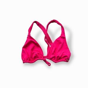 Roxy Bikini Top triangle braided surfer girl 90s fluorescent pink S